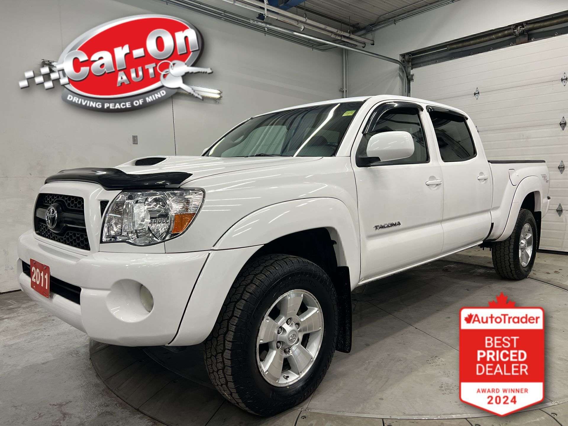 White 2011 Toyota Tacoma Double Cab V6 4WD Pickup Truck Four-Wheel Drive Automatic