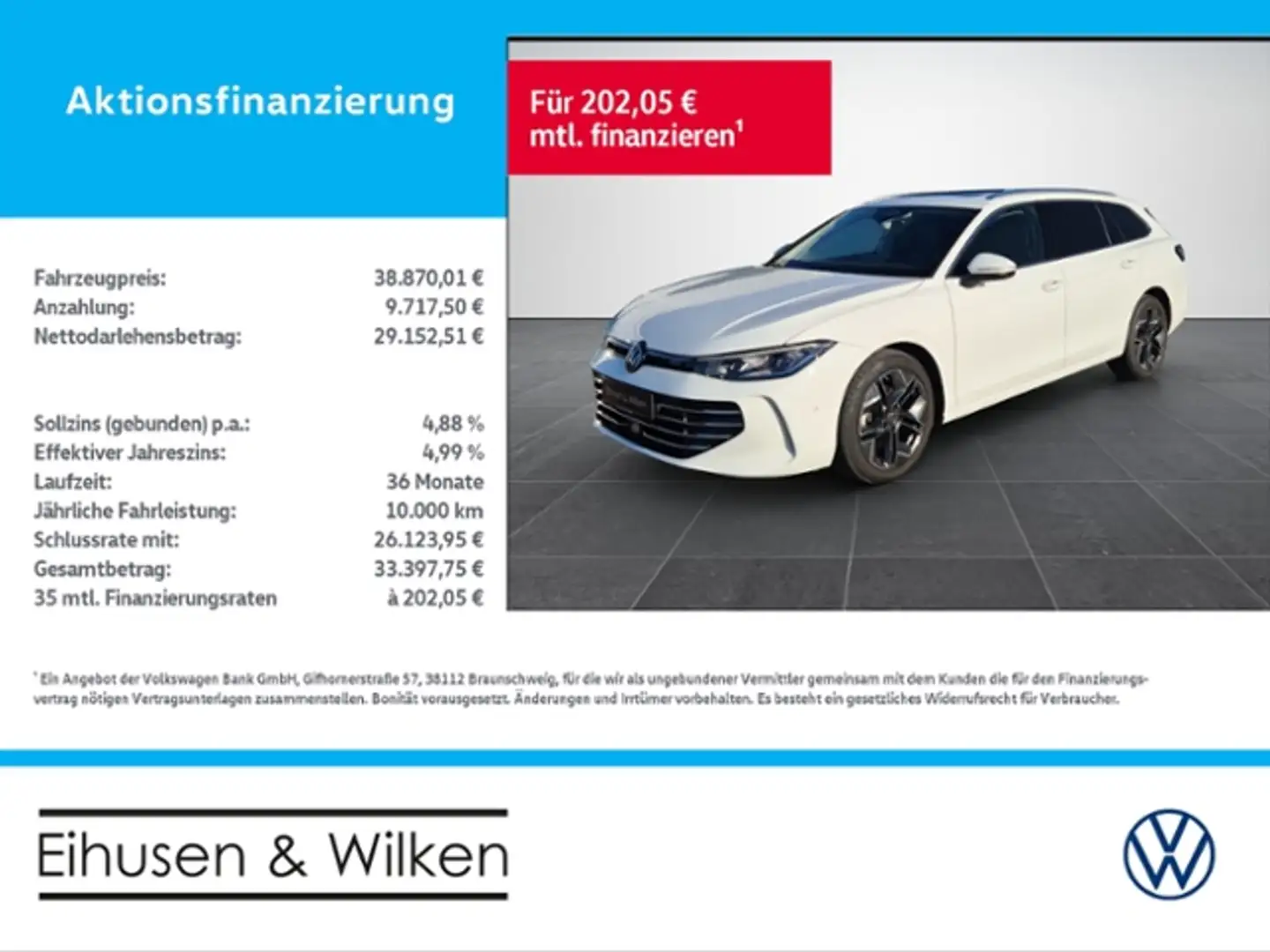 Volkswagen Passat Variant Elegance 2,0 l TDI SCR 110 kW Weiß - 1