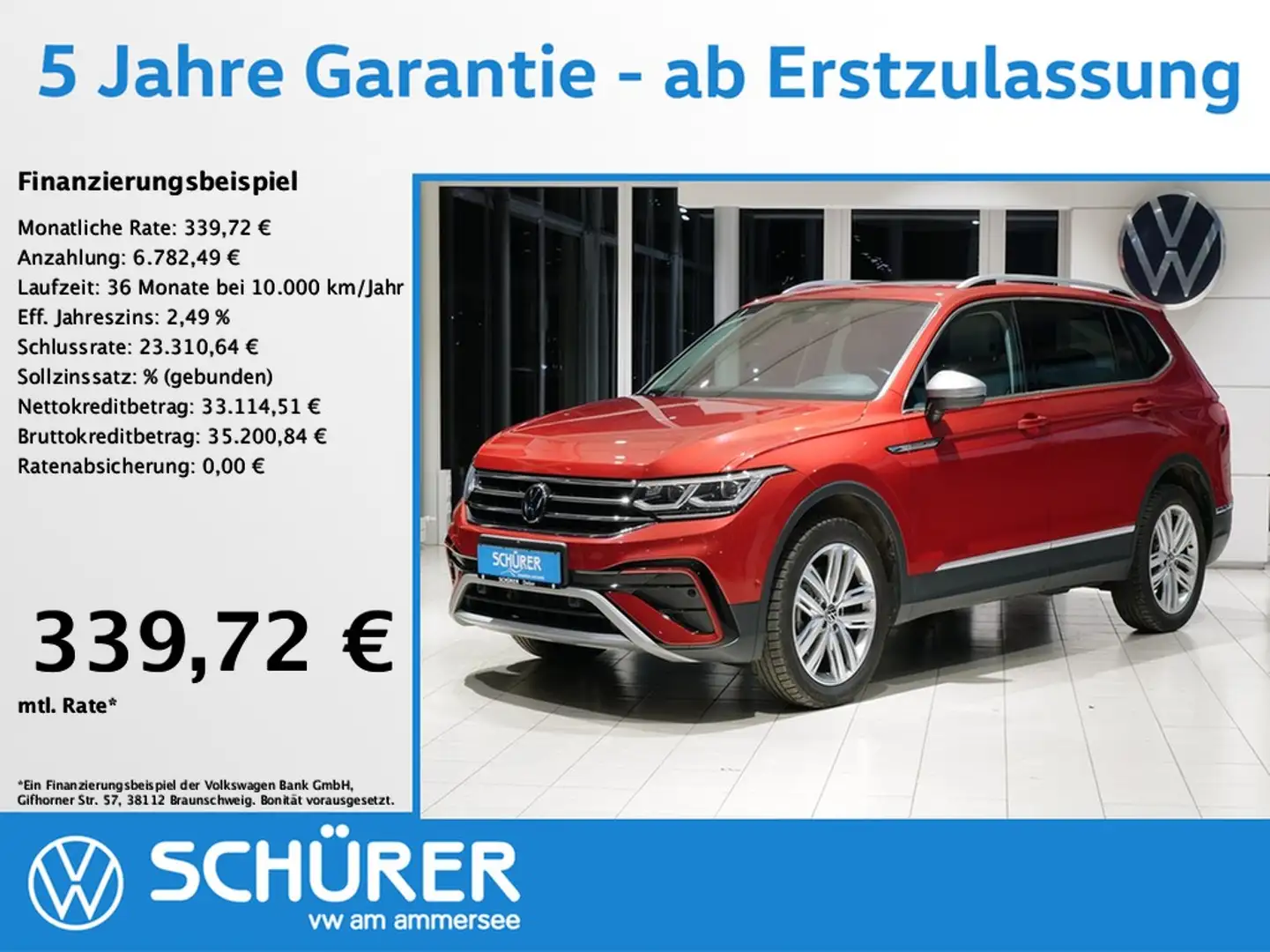 Volkswagen Tiguan Allspace 2.0TDI DSG 4Motion Elegance 7Sitzer AHK 360° DC... Rot - 1