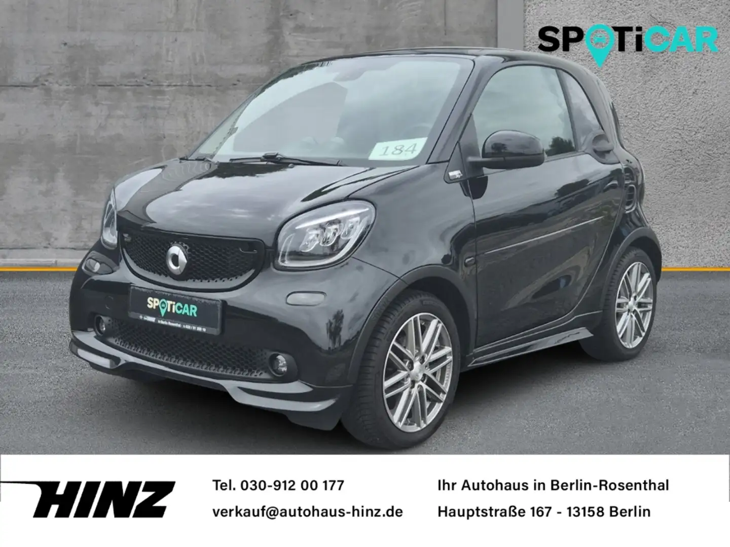 smart forTwo Coupe Brabus 0.9 Turbo, Leder,Navi Zwart - 1