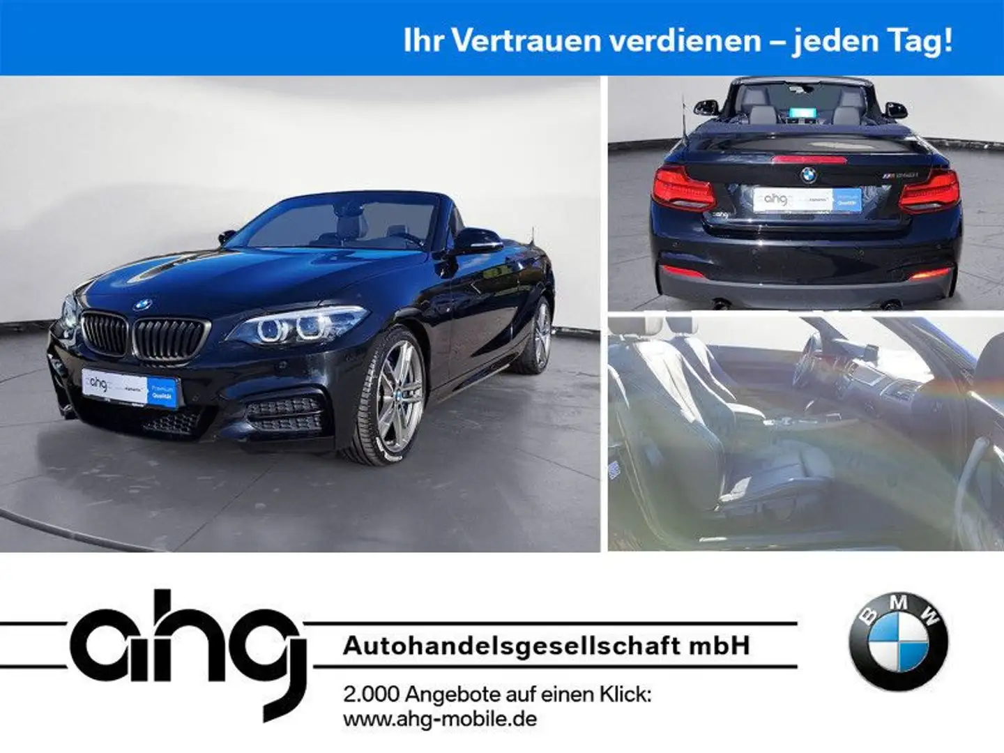BMW 240 Steptronic Cabrio Navi Professional Leder Zwart - 1