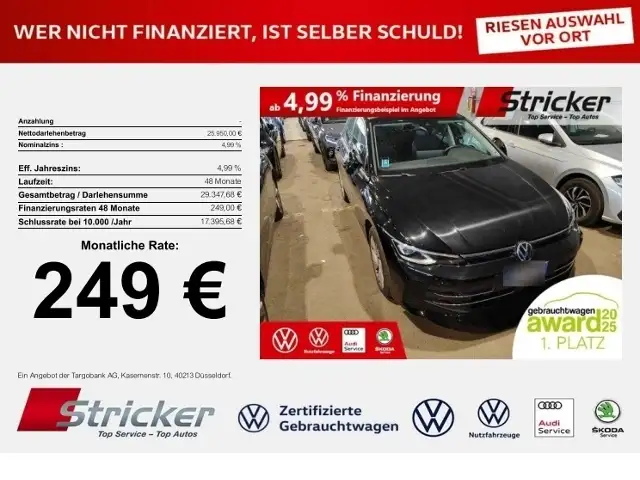 Volkswagen Golf Style 2.0TDI DSG 249, ohne Anzahlung ACC ergoActi