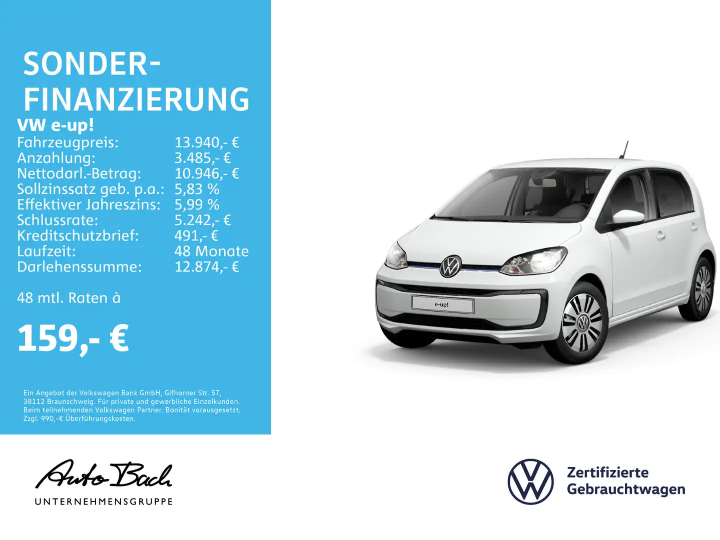 Volkswagen e-up! UNITED Automatik, Rückfahrkamera, Maps + M Blanc - 1
