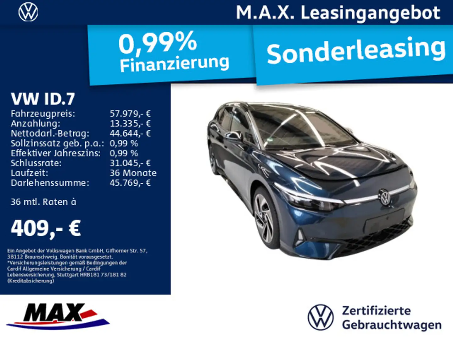 Volkswagen ID.7 Tourer GTX 4M +MATRIX LED+PANO+KAM+AHK+HUD+ Blau - 1