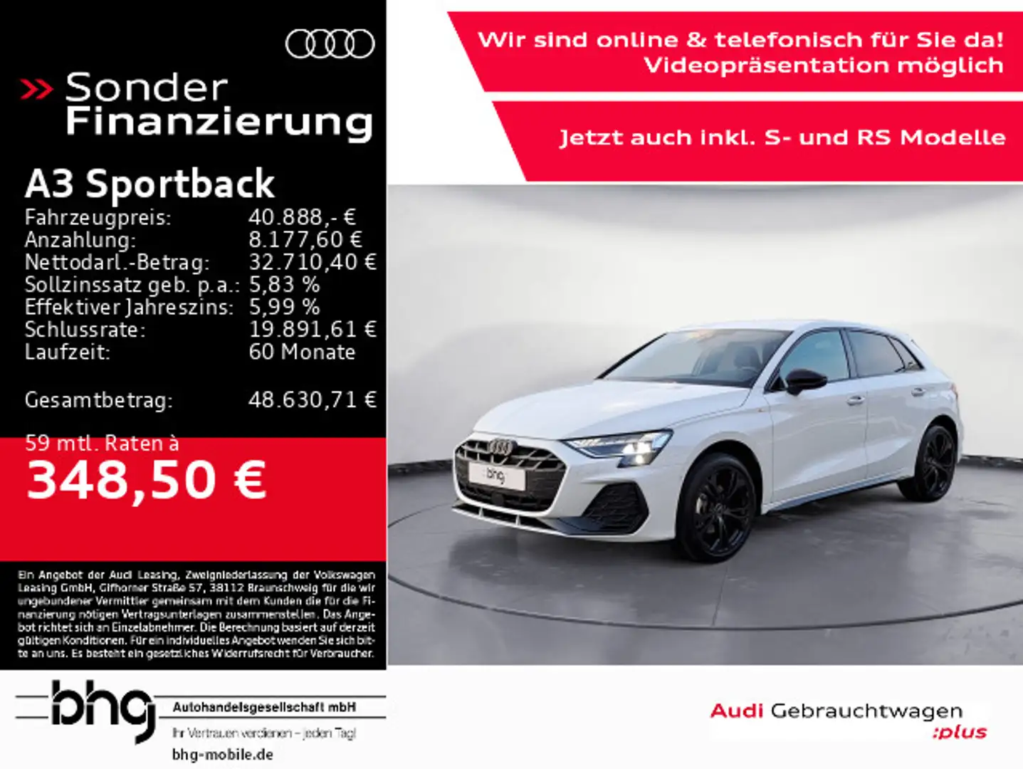 Audi A3 S line 35 TFSI S tronic Weiß - 1