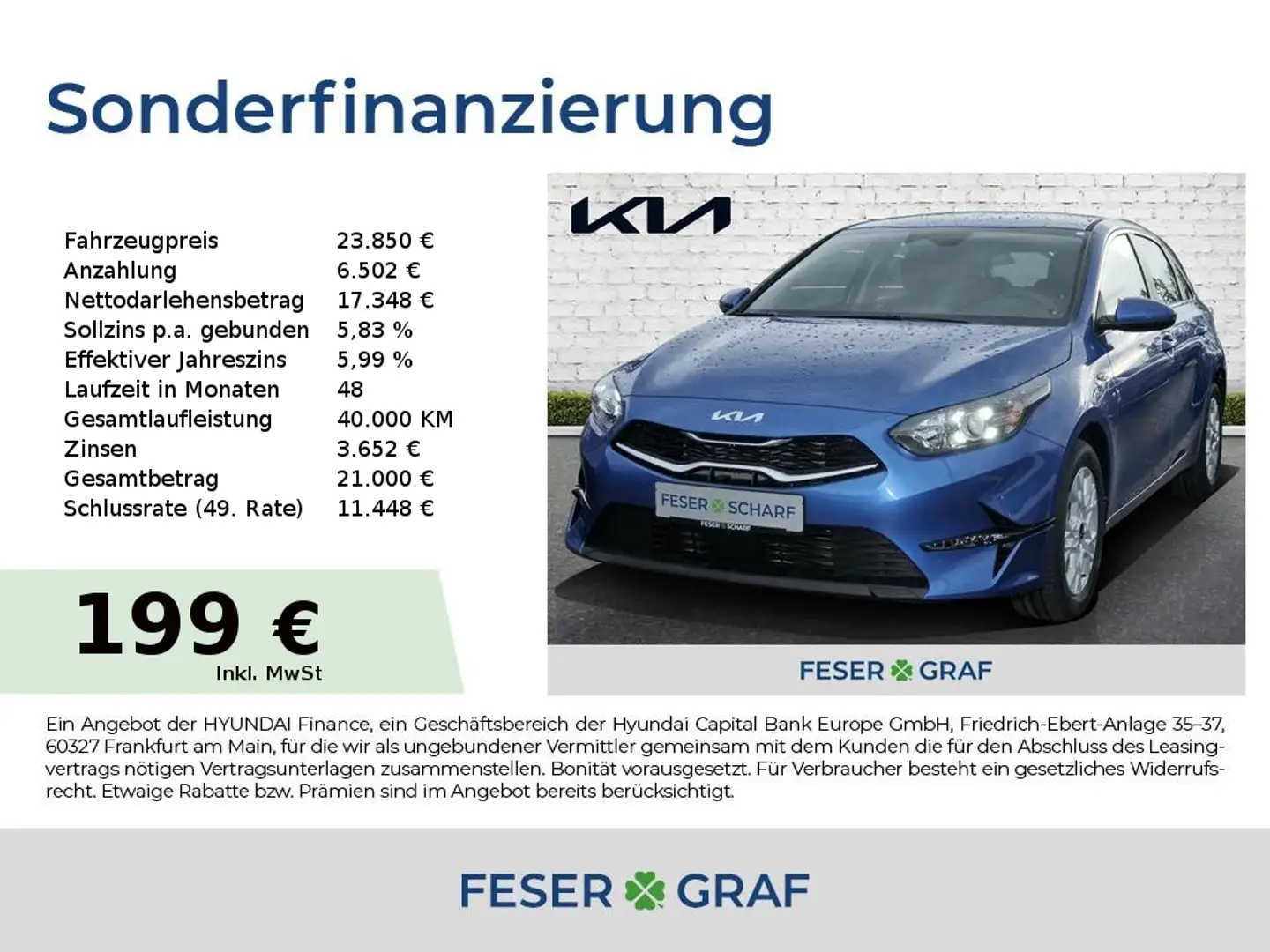 Kia Ceed / cee'd 1.5T 140 DCT7 VISION KOMFORT+ NAVI Blau - 1