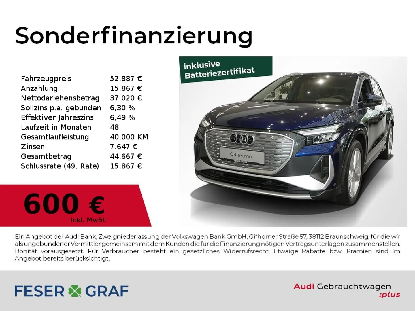 Audi Q4 e-tron 45 e-tron S Line Int Pano,Leder,Navi,LED Blau - 1