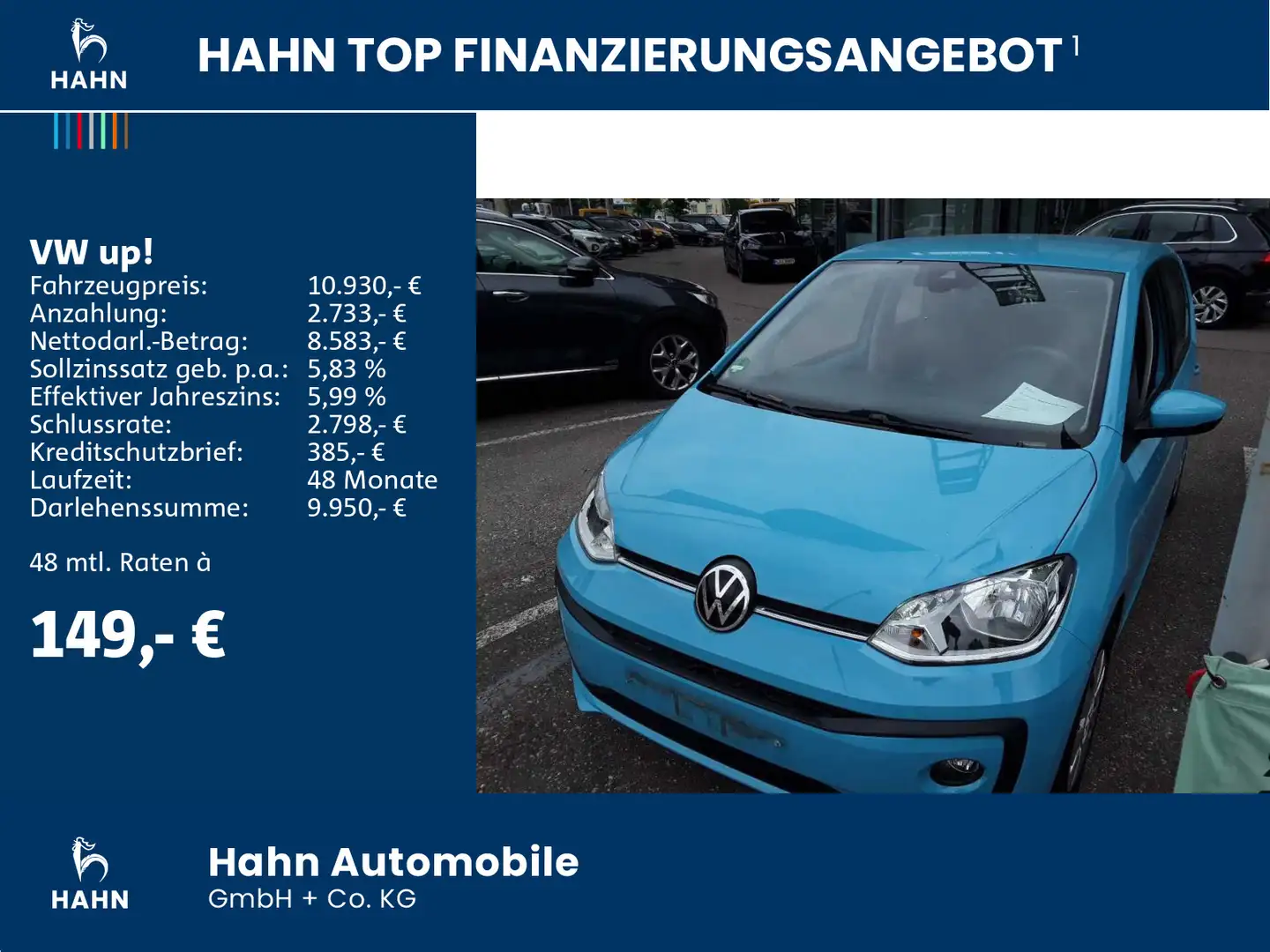 Volkswagen up! 1.0 Klima Cam Sitzh Blau - 2