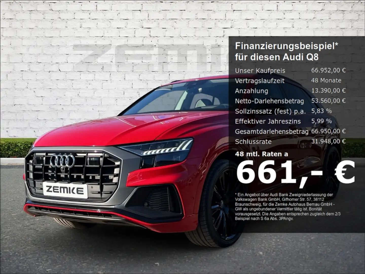 Audi Q8 50 TDI quattro S line Luftfederung  StandHZG AHK-e Rojo - 1