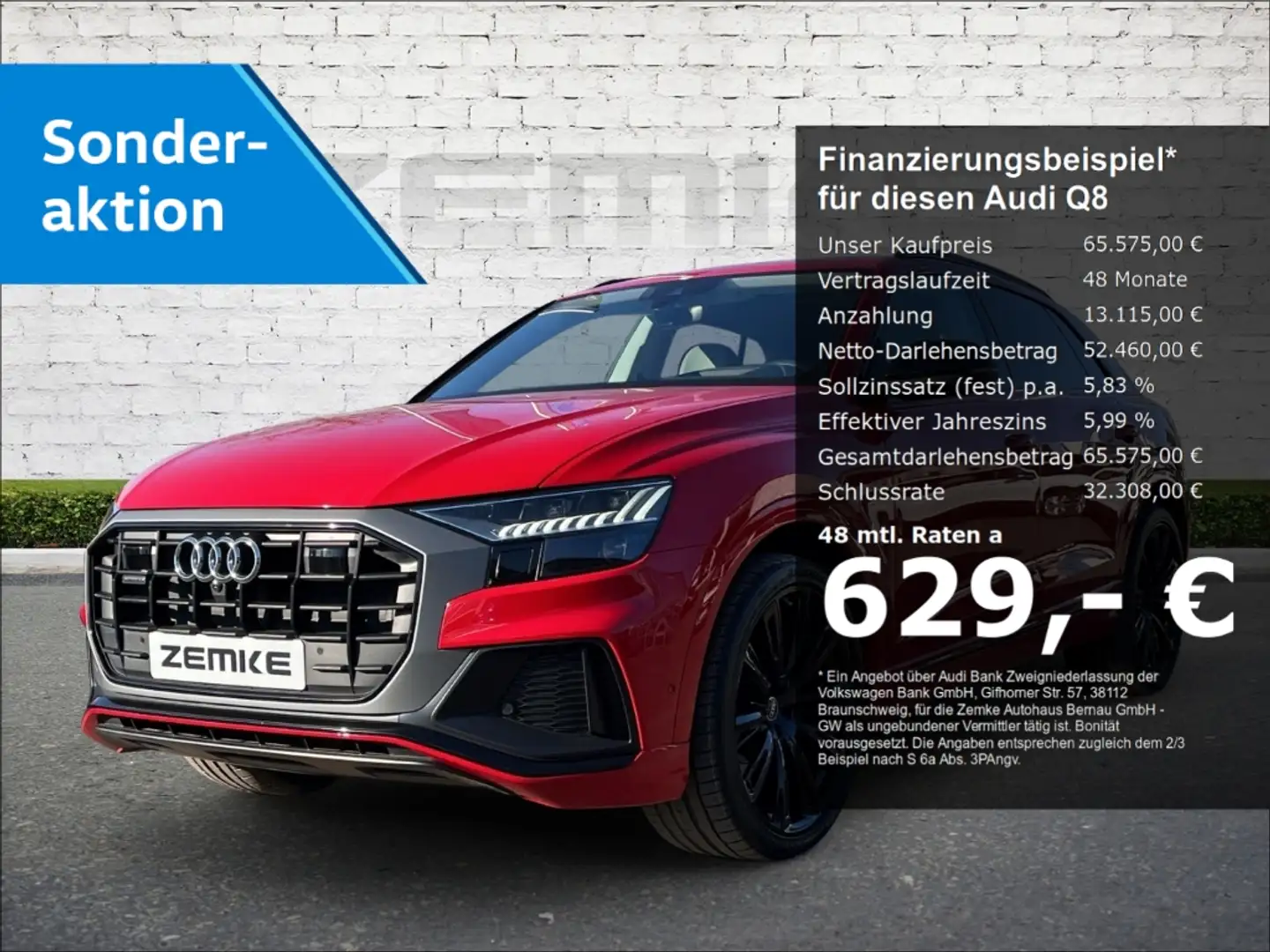 Audi Q8 50 TDI quattro S line Luftfederung  StandHZG AHK-e Rot - 1