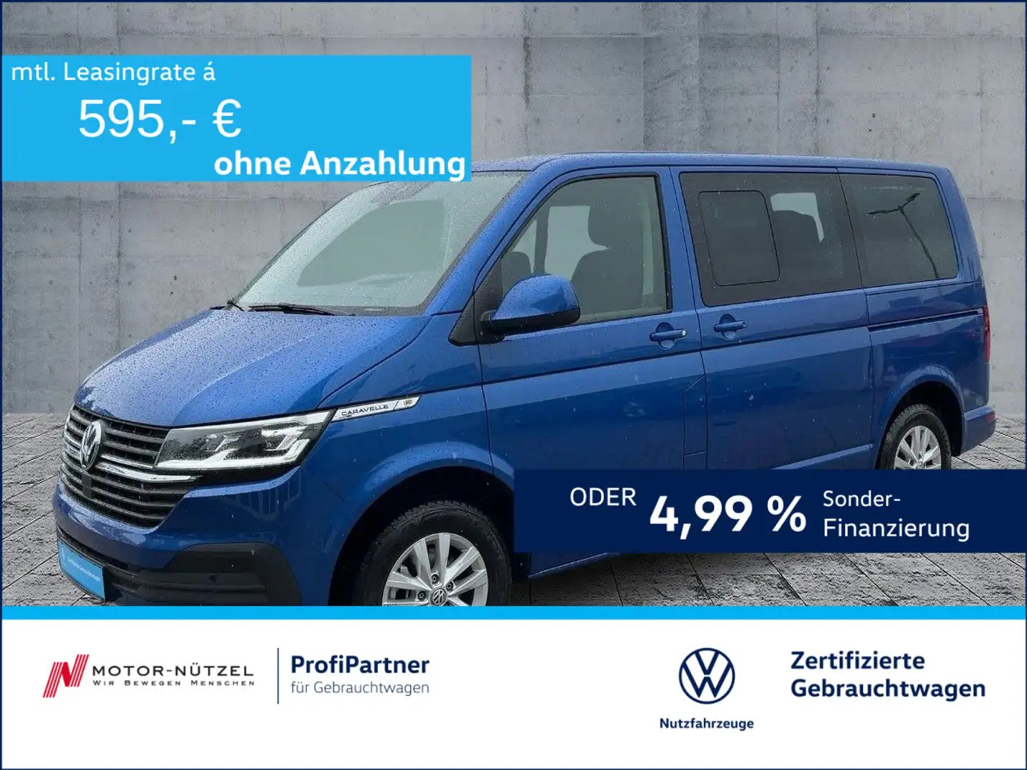 Volkswagen T6.1 Caravelle 2.0TDI 3JG+LED+NAV+ACC+SHZ+MFL+AHK Blau - 1