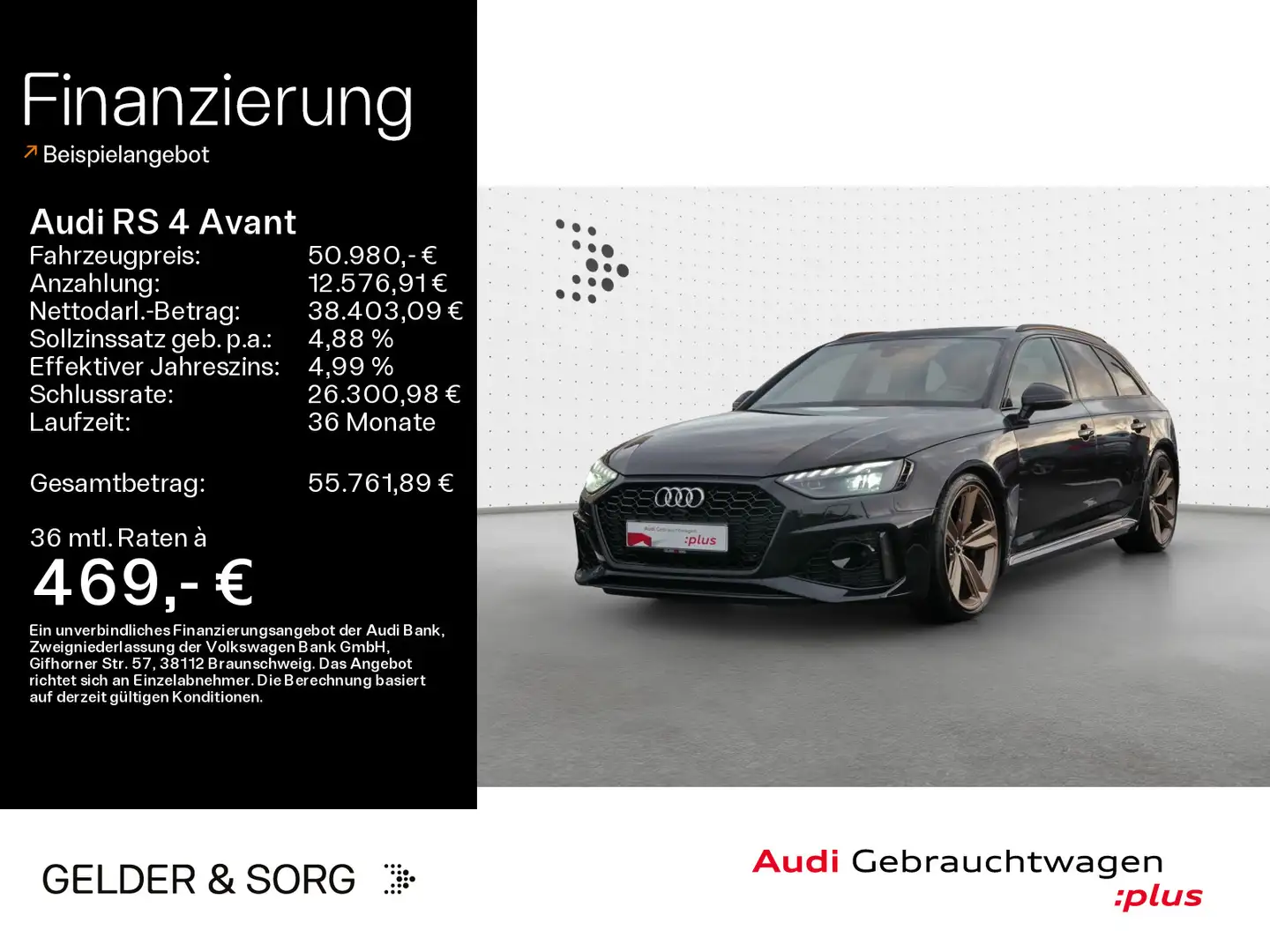 Audi RS4 quattro Matrix*Massage*RFK*HuD*Massag Schwarz - 1