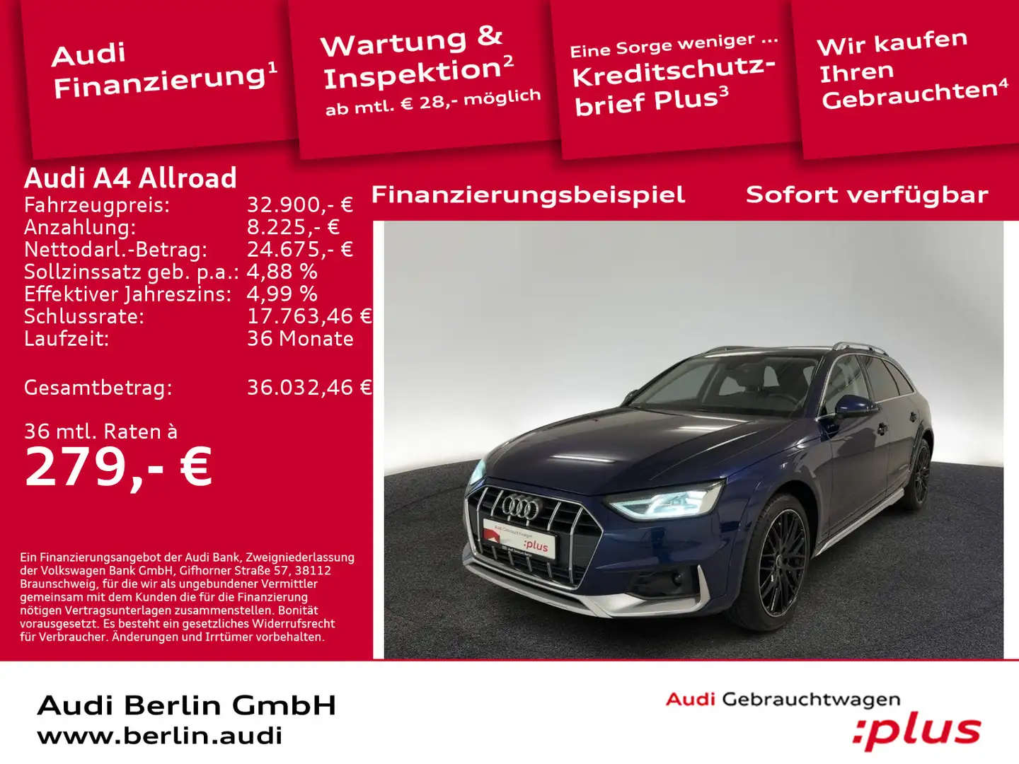 Audi A4 allroad A4 allroad qu. 45 TFSI S tr. PDC AHK NAVI Blau - 1