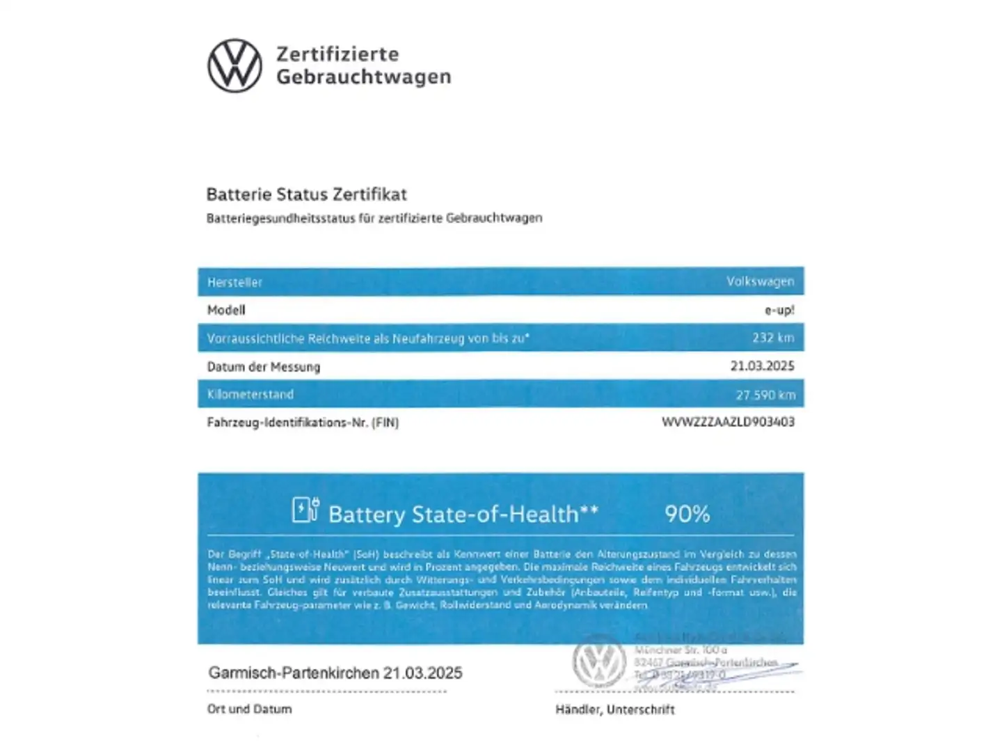 Volkswagen e-up! 5-Türer Klimaautomatik Bluetooth DAB Radio Azul - 2