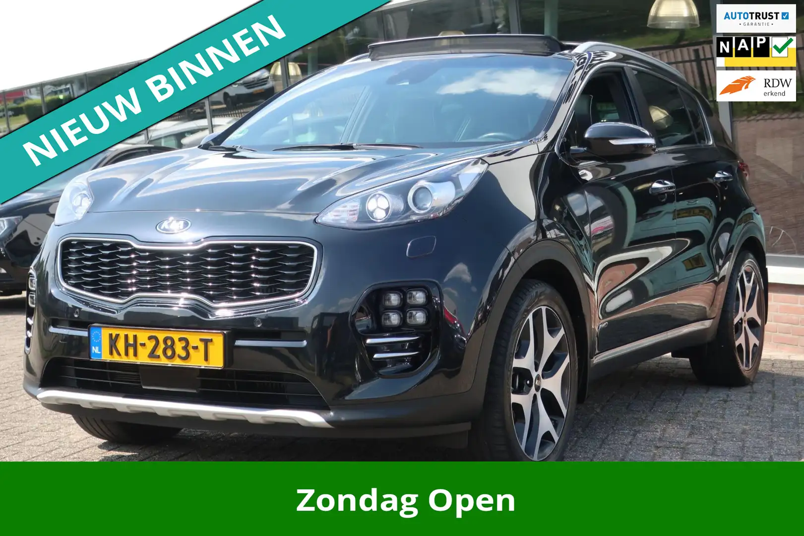 Kia Sportage 1.6 T-GDI 4WD GT-Line PlusLine 1e EIGENAAR_VOL OPT Zwart - 1