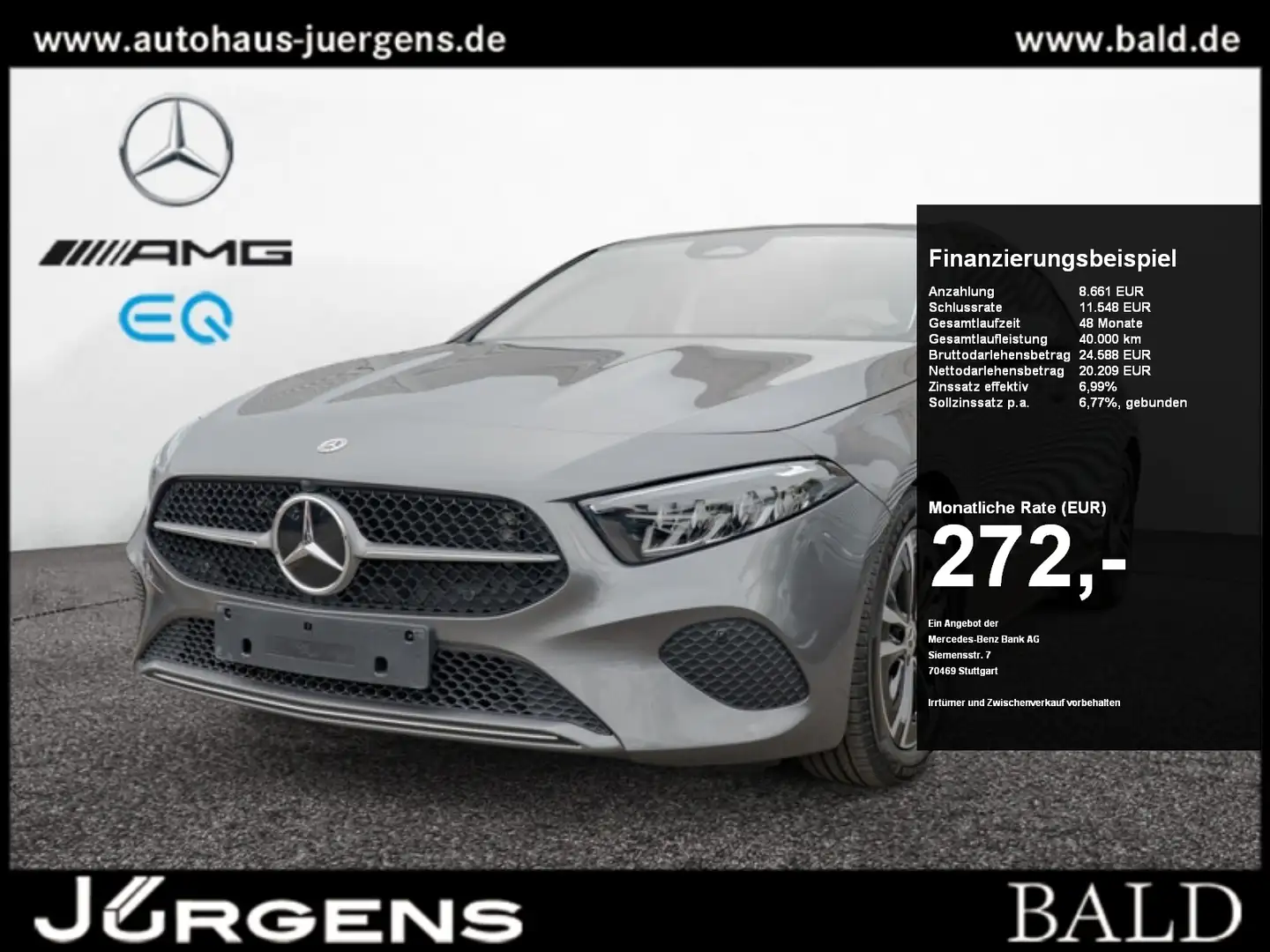 Mercedes-Benz A 180 Progressive/LED/Kamera/AHK/Totw/SHZ/Winter Grijs - 1