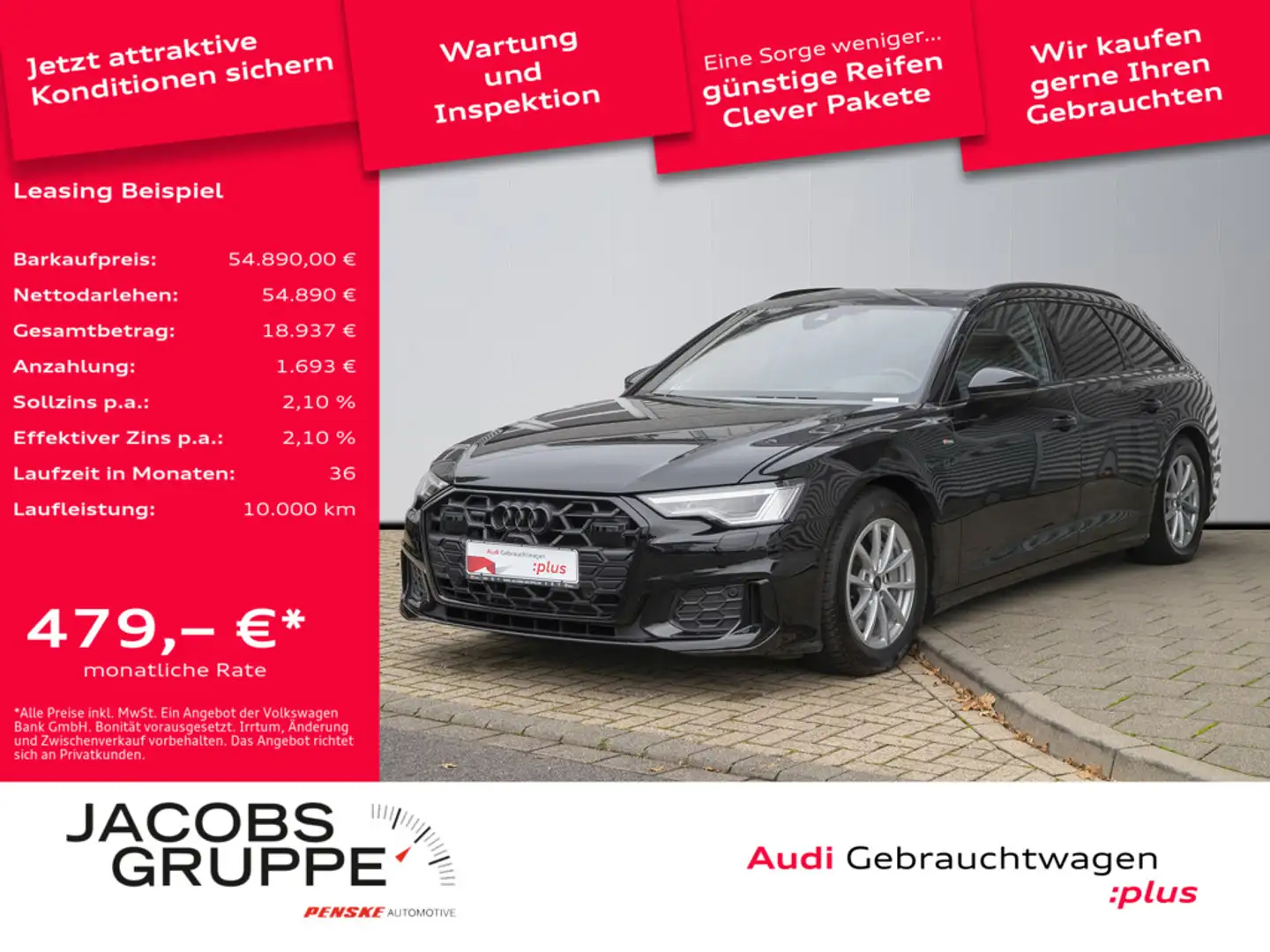 Audi A6 Avant 50 TDI S line quattro ACC*Matrix*HuD*AHK*360°*Pano Schwarz - 1