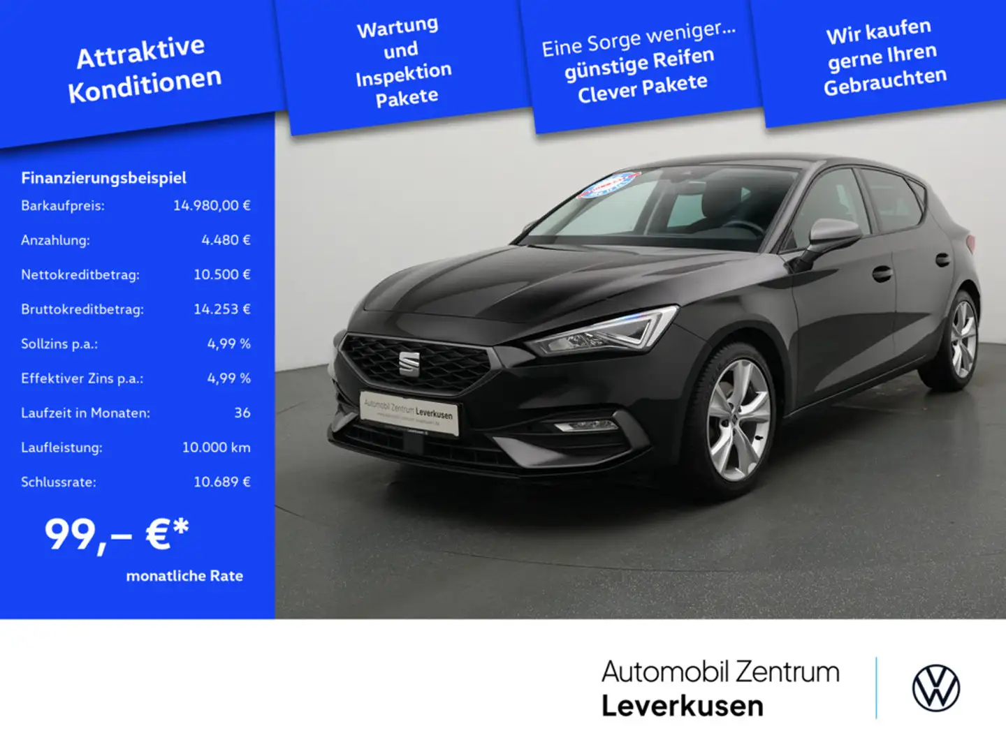 SEAT Leon FR VIRT LED CARPLAY SHZ PDC PORT NAVI Noir - 1