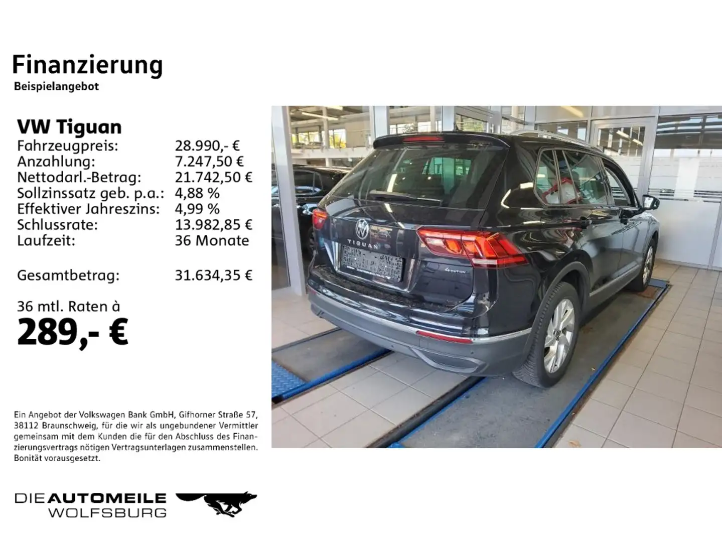 Volkswagen Tiguan 2.0 TDI 4Motion DSG Life LED/Navi/AHK Schwarz - 2