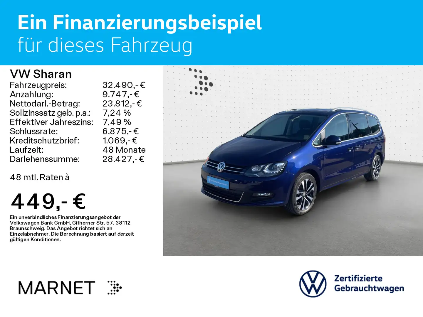 Volkswagen Sharan 1.4 TSI DSG UNITED* Navi* Pano* 7-Sitze* Bleu - 2
