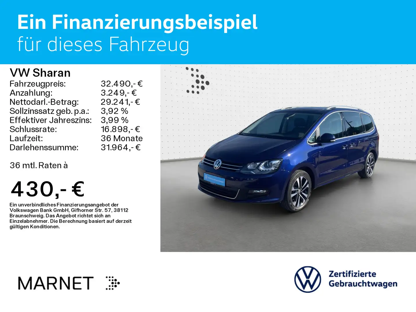 Volkswagen Sharan 1.4 TSI DSG UNITED* Navi* Pano* 7-Sitze* Blau - 2