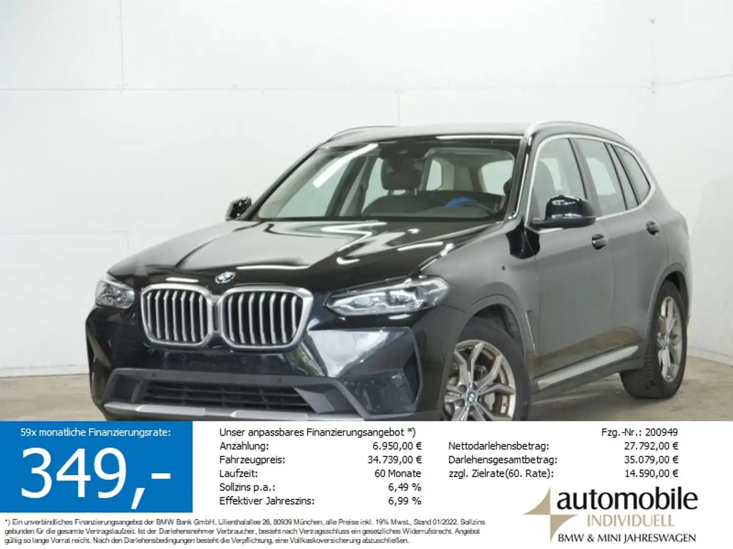 BMW X3 xDr. 30dA Navi LED Sitzbelüftung Parkassist Noir - 1