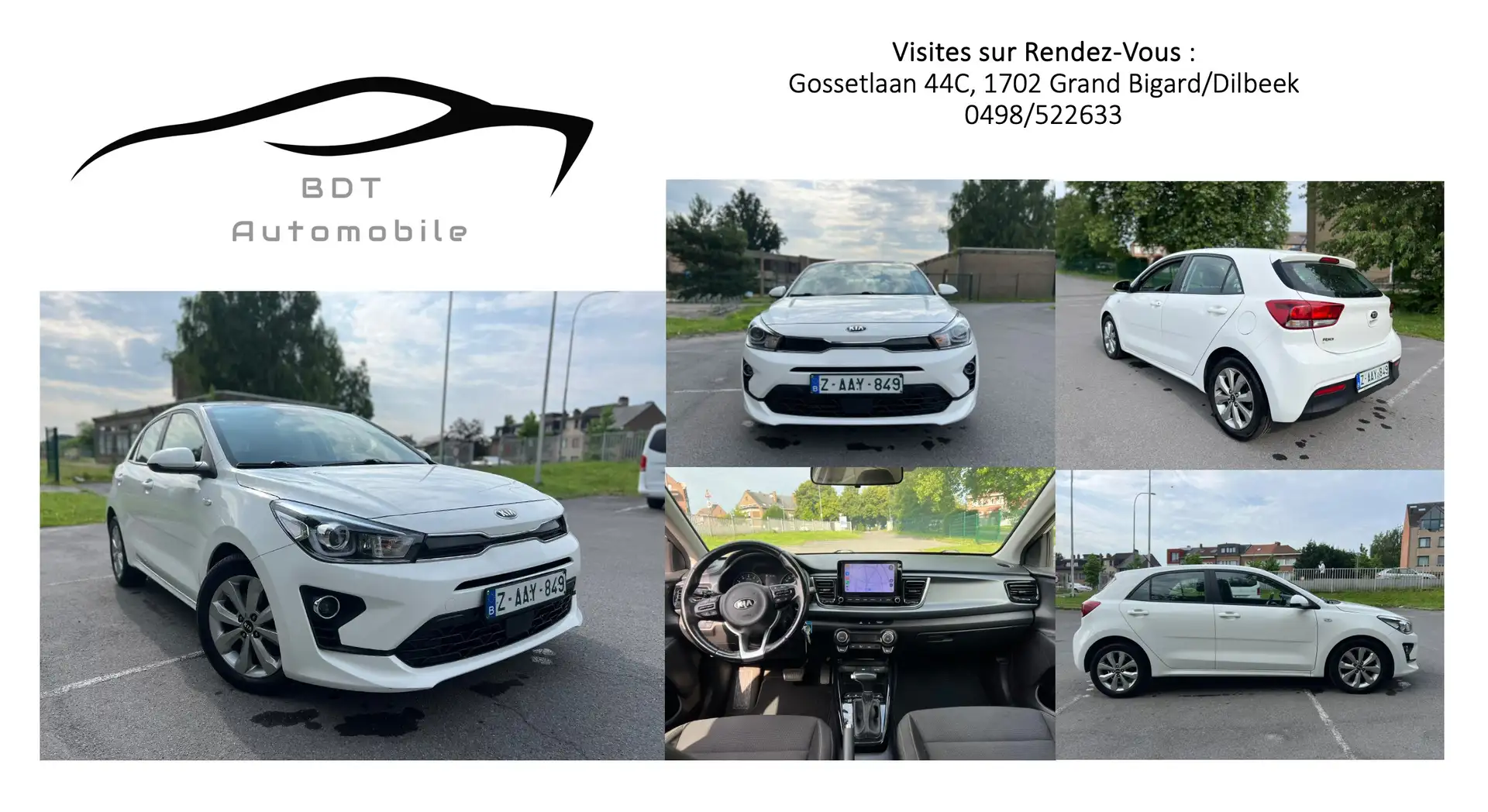 Kia Rio 1.0 Boite Auto GPS Caméra CarPlay TVADéduct Blanc - 1