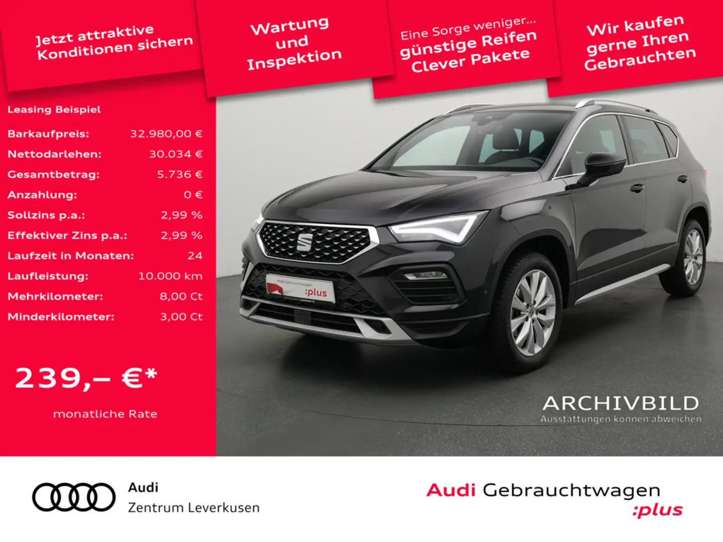 SEAT Ateca Xperience DSG NAVI LEDER ACC VIRT KAM S Schwarz - 1