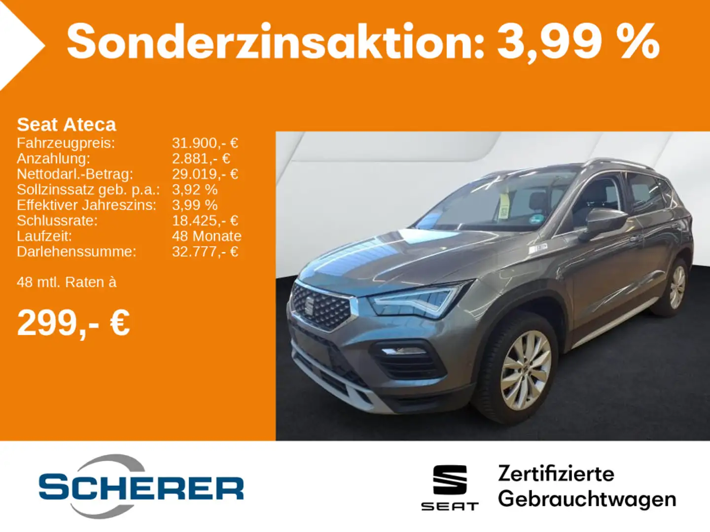 SEAT Ateca Xperience 1.5 TSI DSG LED NAVI RFK AHK Grau - 1