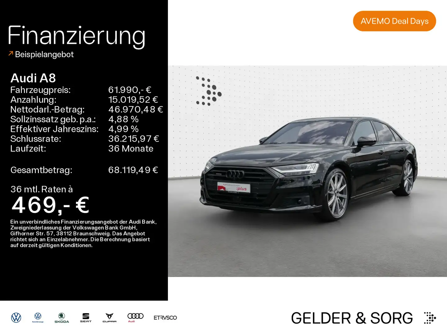 Audi A8 50 TDI B&O advance*Sportpaket* S Sitze*S LINE Noir - 1