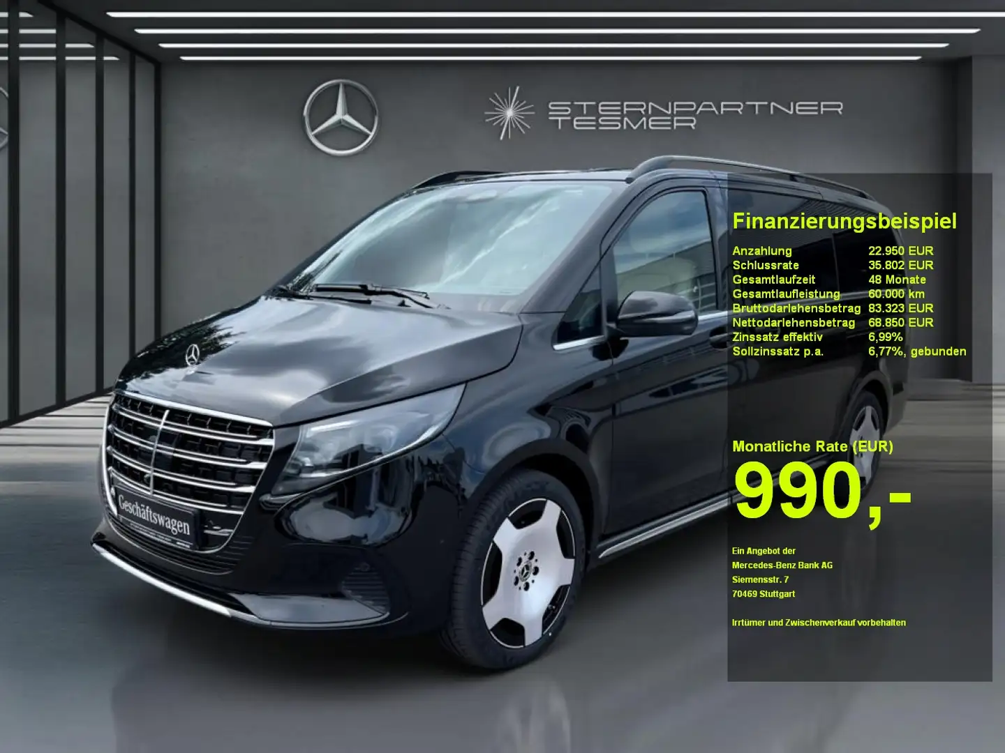 Mercedes-Benz V 300 d EXCLUSIVE Lang AHK+StHz+360°+Augmented Noir - 1