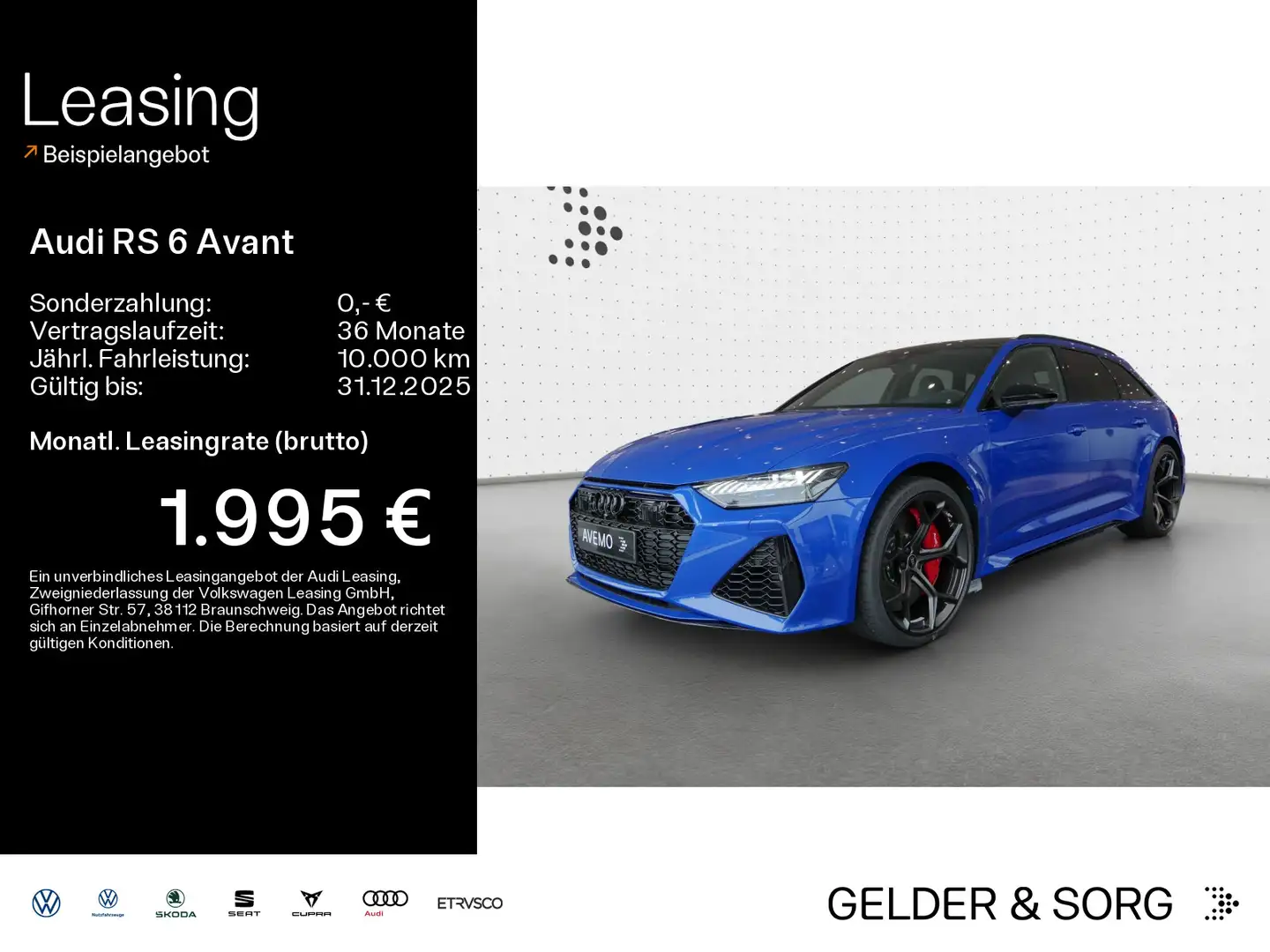 Audi RS6 RS 6 Avant perf. EXCL|KERA|PANO|HUD|MATRIX|B&O Blauw - 1