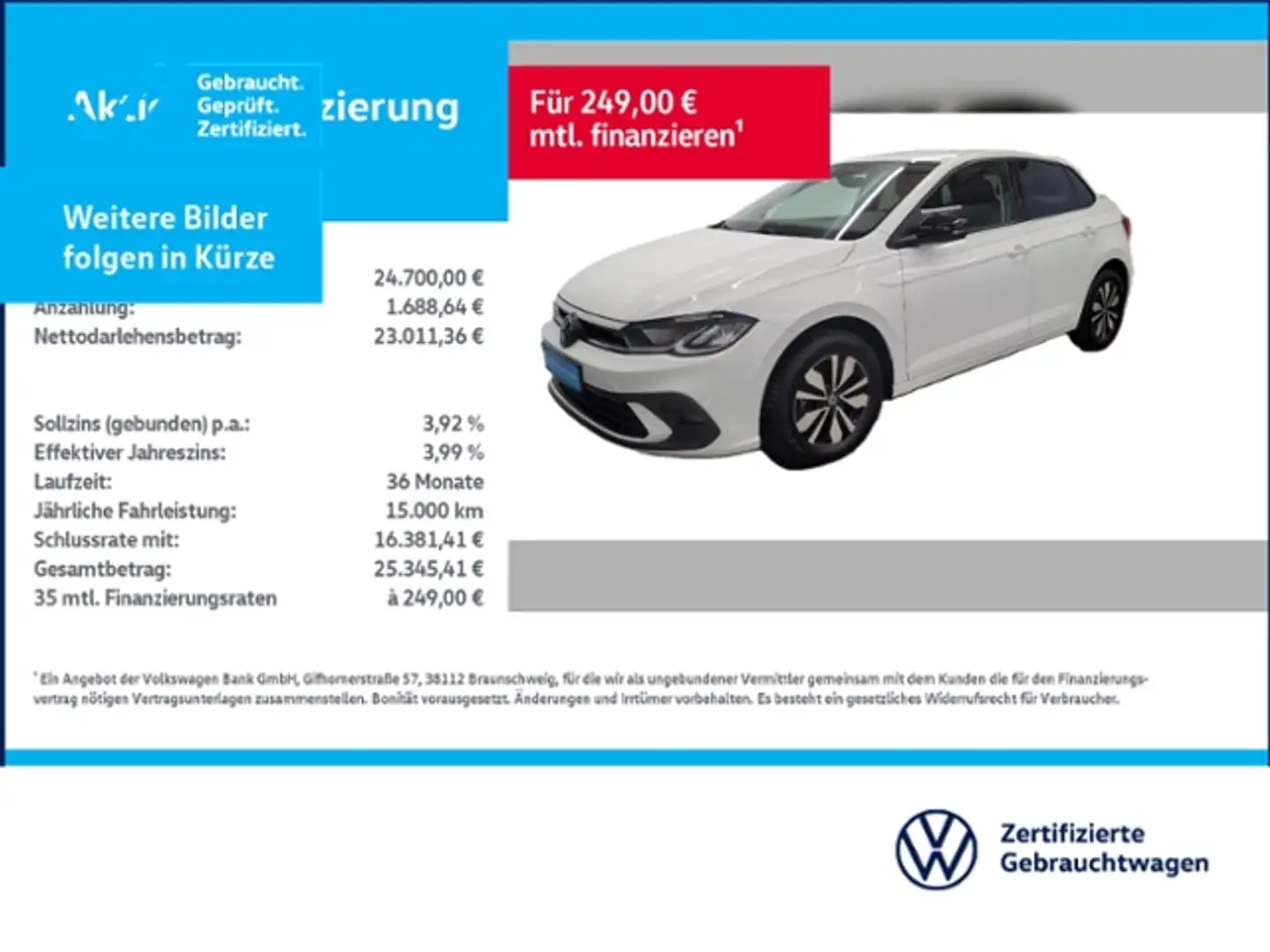 Volkswagen Polo 1.0 TSI Goal DSG  Klima, NAVI, LED, AHK Weiß - 1