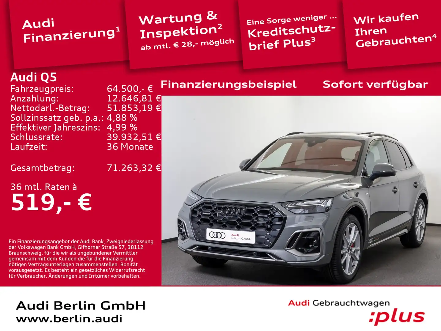 Audi Q5 S line 55 TFSI e quattro  S tronic Grau - 1