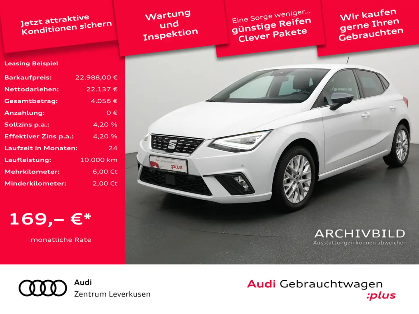 SEAT Ibiza Xcellence DSG CARPLAY LED PDC ACC LEDER Schwarz - 1