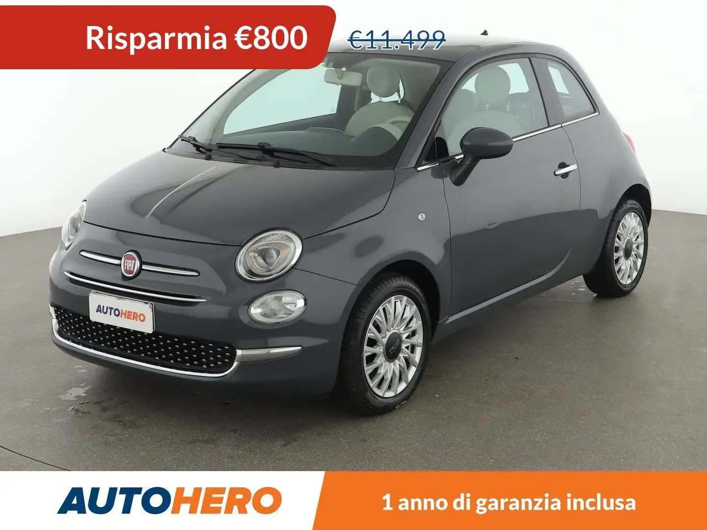 Fiat 500 1.2 Lounge Gris - 1