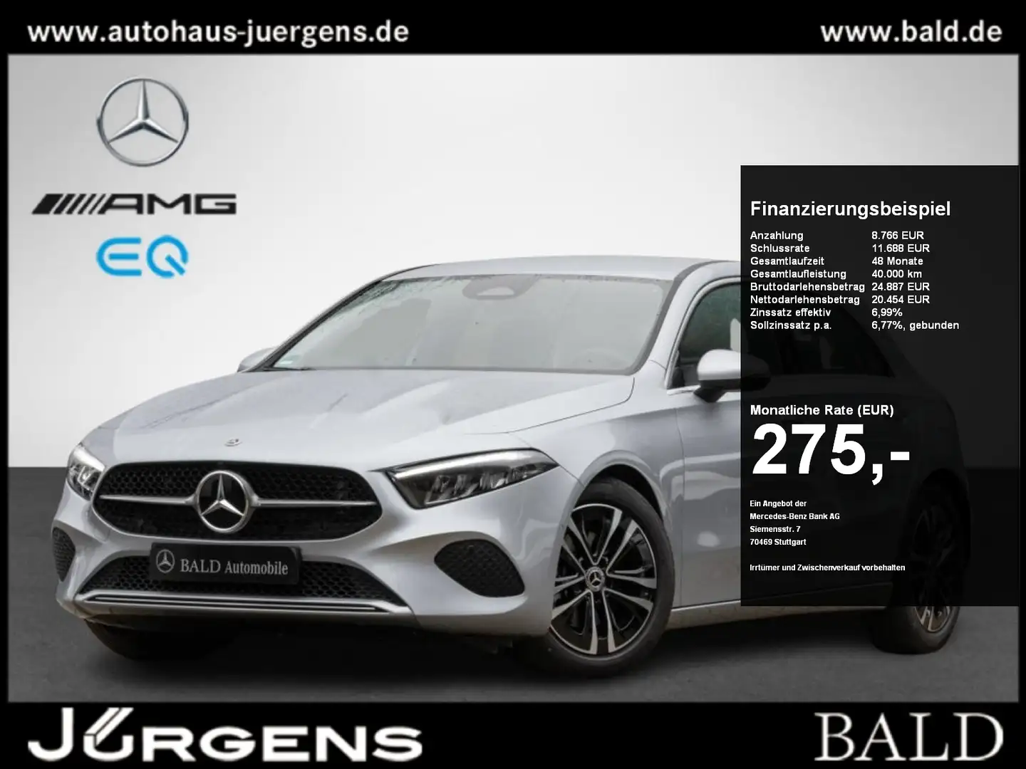 Mercedes-Benz A 200 Progressive/LED/Navi/Kamera/Spurh/17" Silber - 1