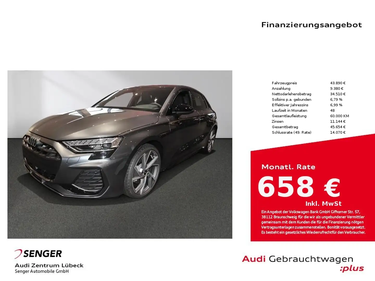 Audi A3 S line 35 TDI Optik-Paket Panorama Gris - 1