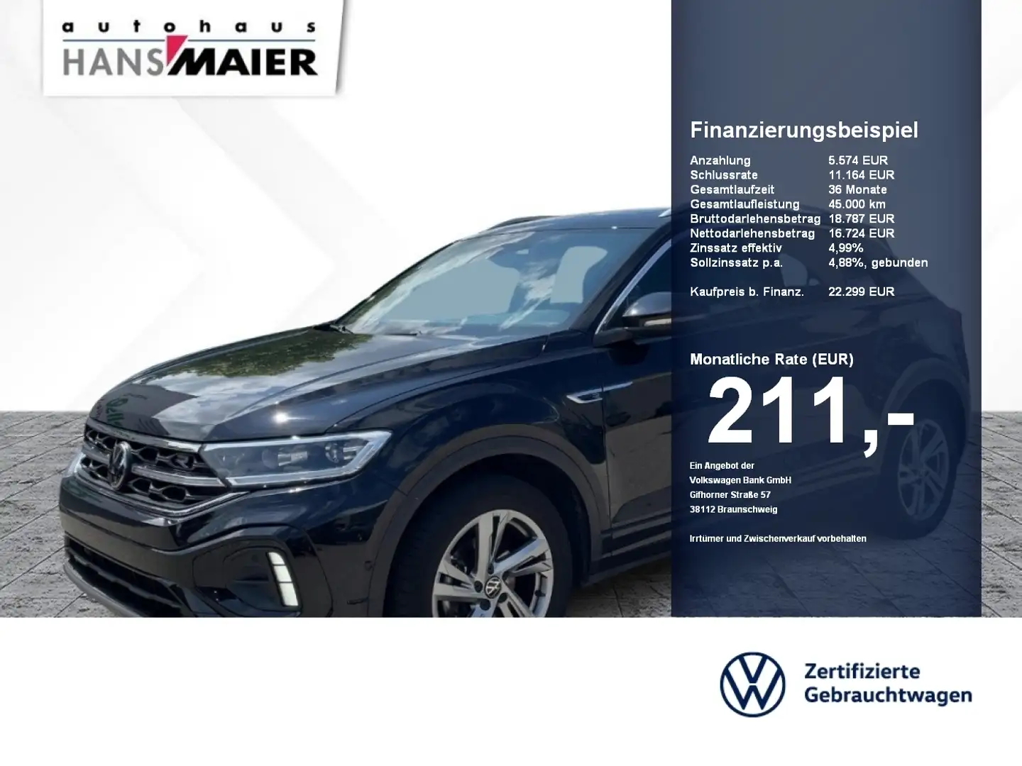 Volkswagen T-Roc R-Line TDI Navi IQLight Pano Kam StdHz Noir - 1