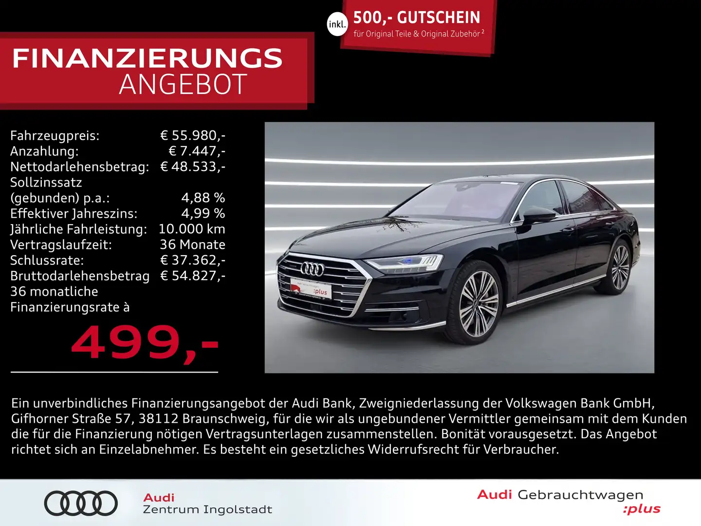 Audi A8 60 TFSI qu Laser Massage Leder B&O HuD 20" Schwarz - 1