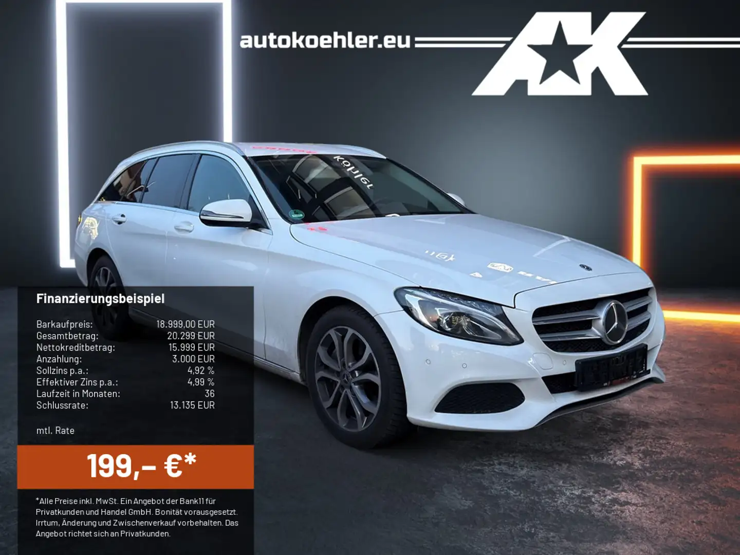 Mercedes-Benz C 250 d T Avantgarde AHK, Abstand, Buisness Blanc - 1