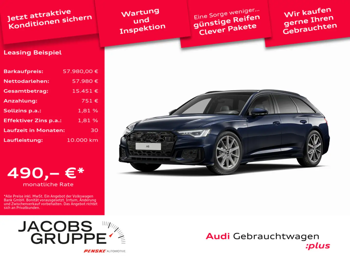 Audi A6 Avant 50 TDI quattro S line Pano*Matrix*TopView * Blau - 1