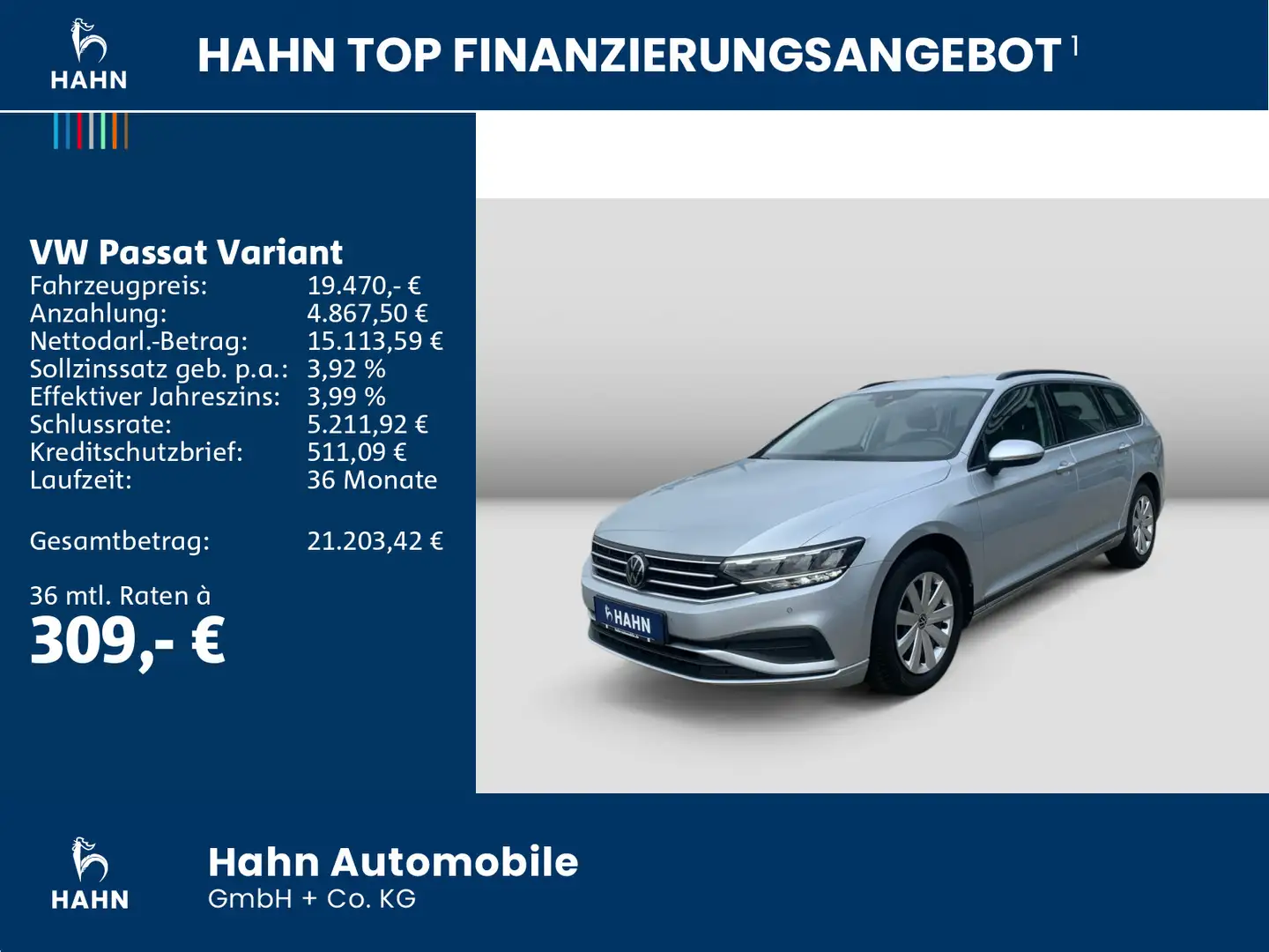 Volkswagen Passat Variant 2.0TDI DSG LED Navi AHK ACC Sitzh Argent - 2