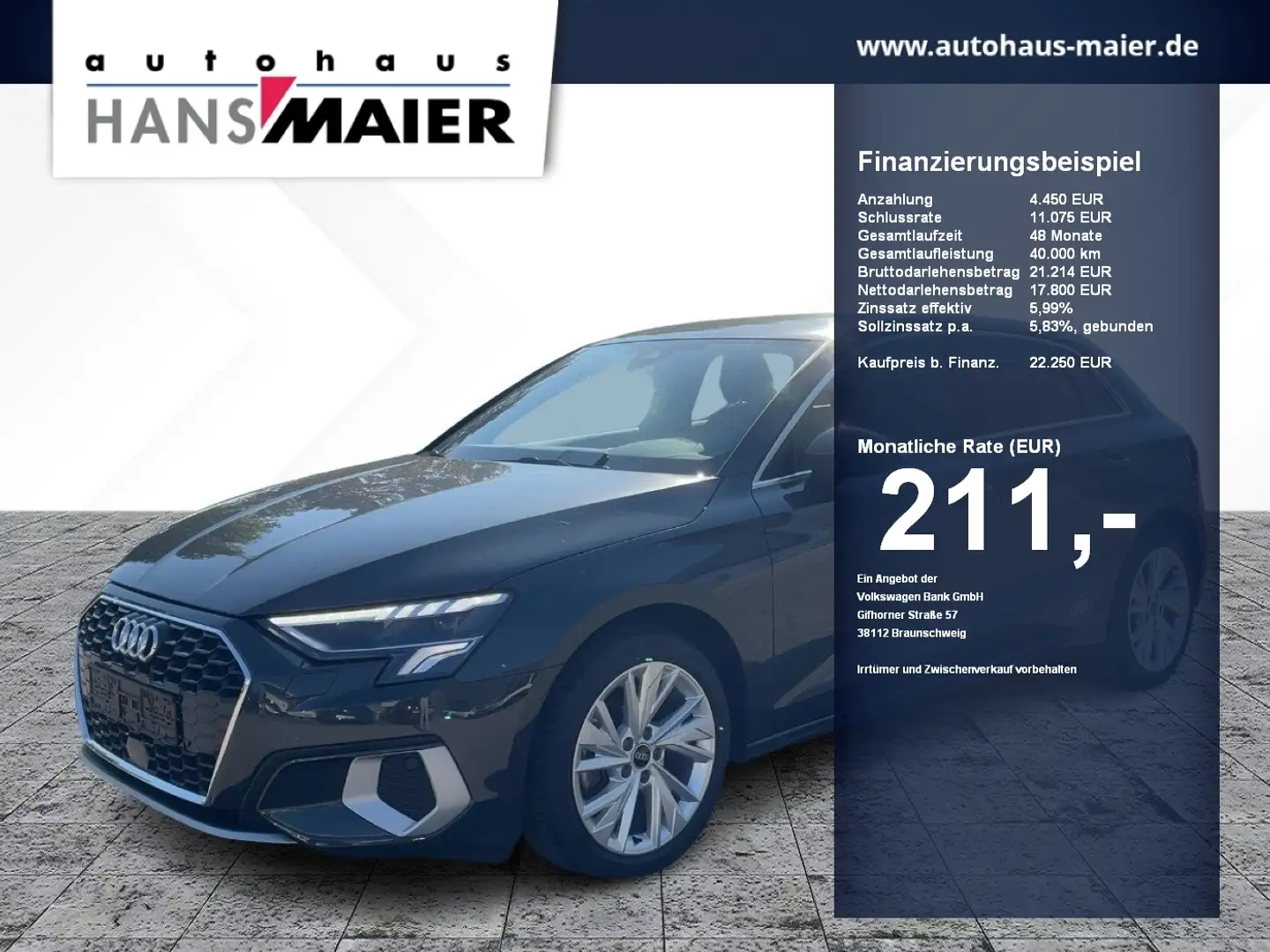 Audi A3 Sportback TFSI advanced 6-Gang Navi Kam LED Gris - 1