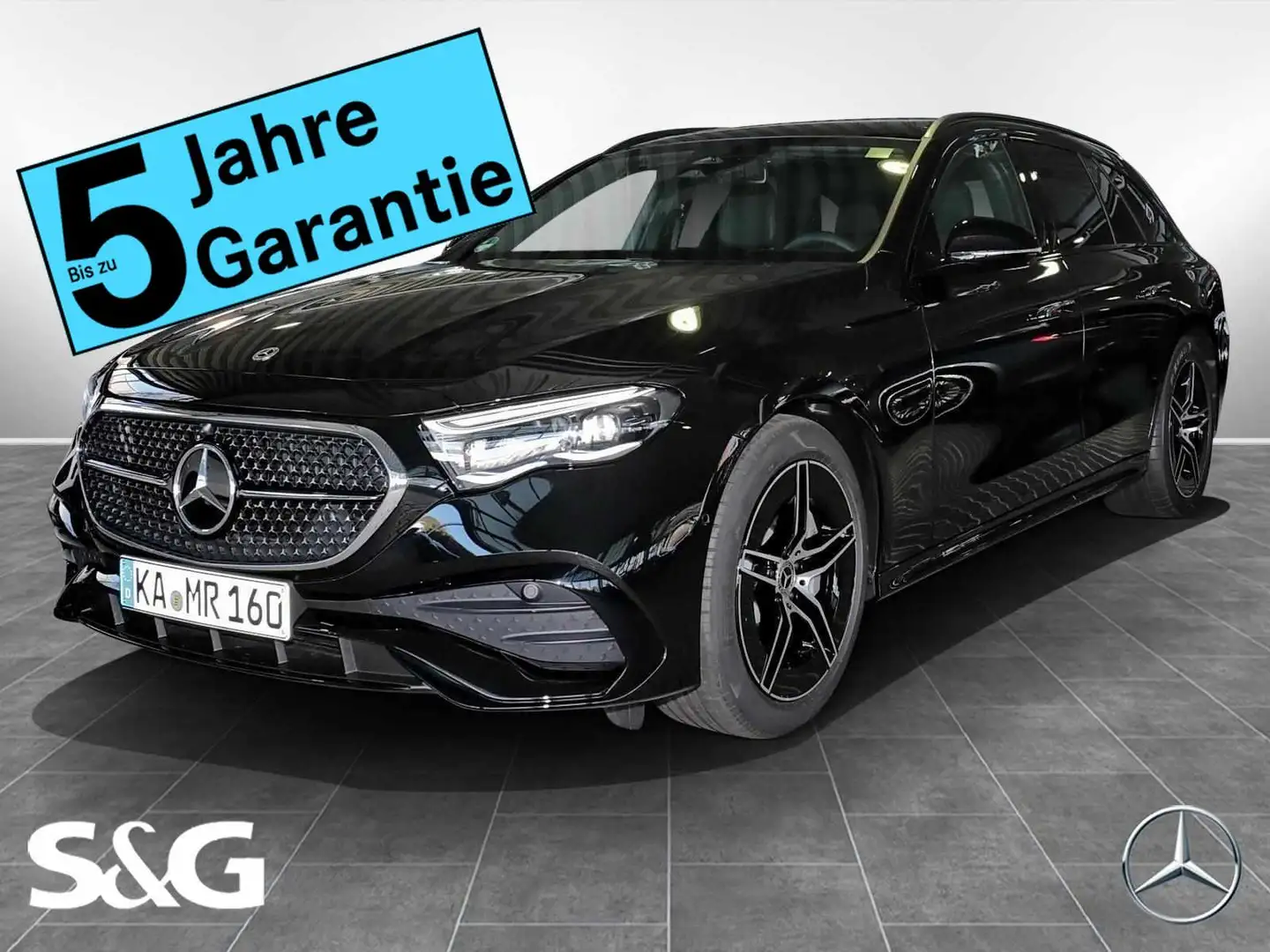 Mercedes-Benz E 220 d T AMG Night+MBUX+DIG-LED+AHK+360°+Pano Schwarz - 1