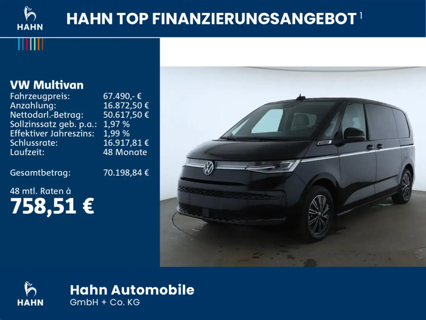 Volkswagen T7 Multivan Style 1,5TSI 130kW ehybrid 4motion TRAV Schwarz - 2