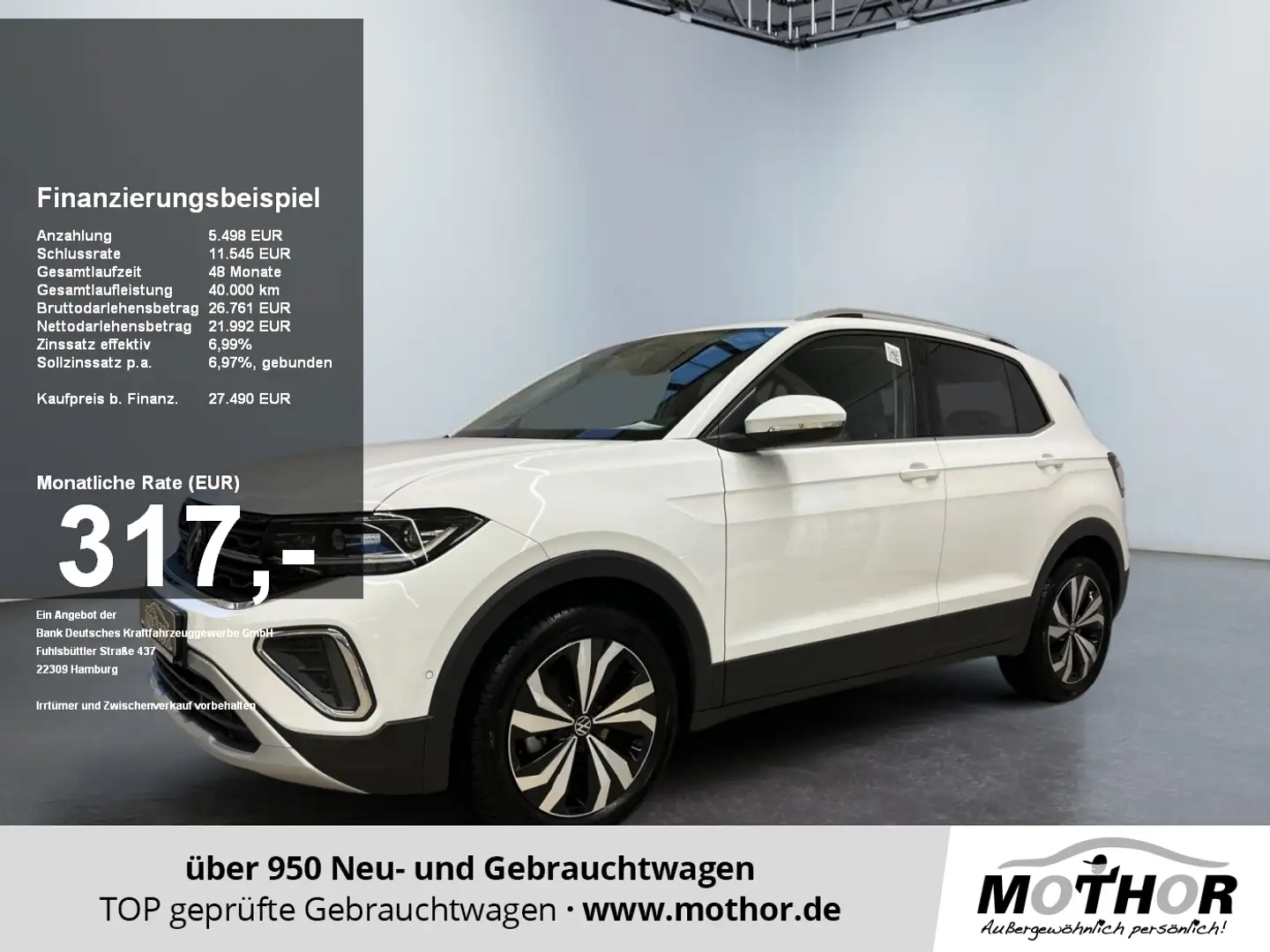 Volkswagen T-Cross Style 1.0 TSI Matrix-LED-Scheinwerfer Weiß - 1