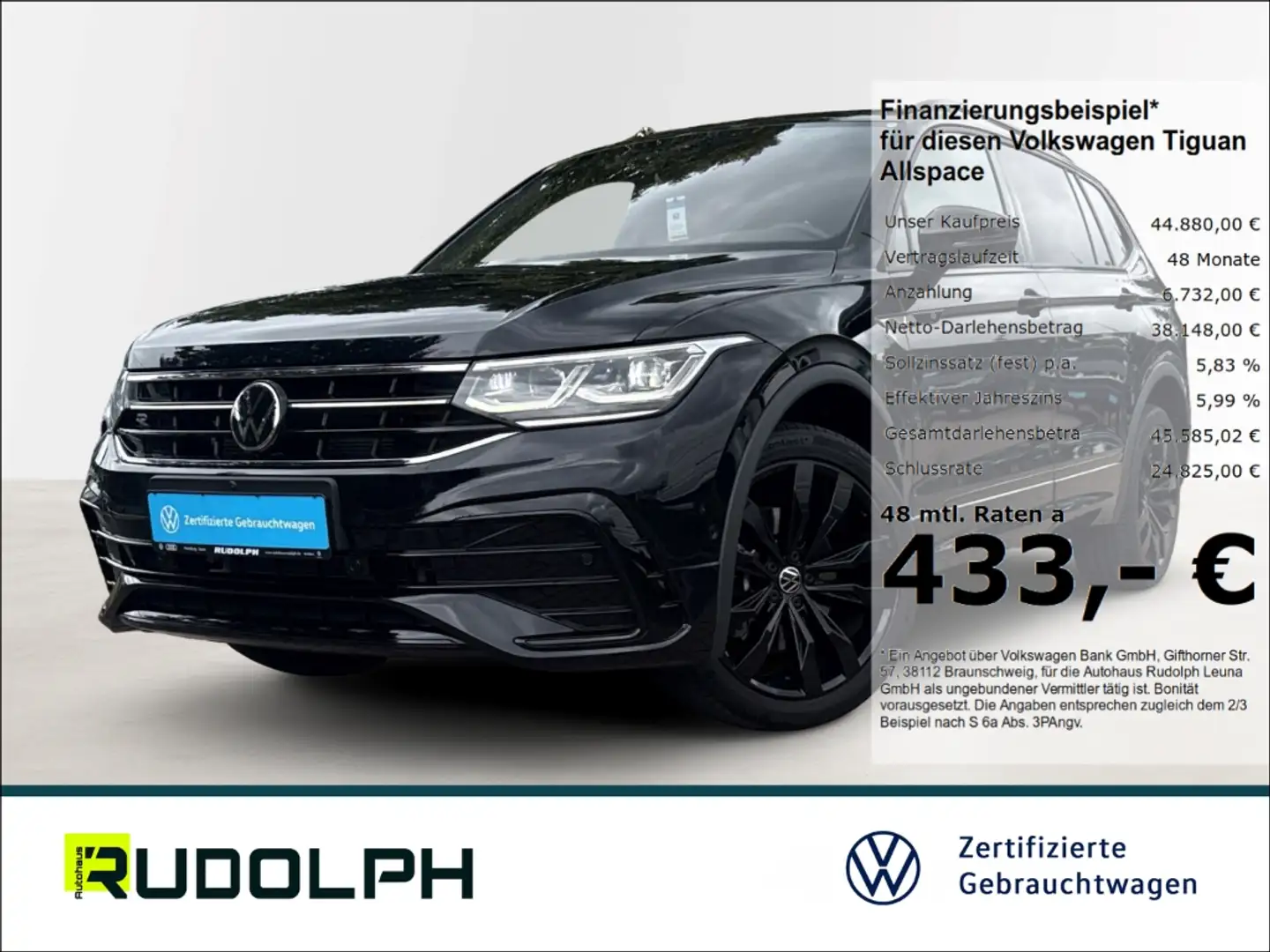Volkswagen Tiguan Allspace R-Line 4Motion 2.0 TDI DSG LED Navi SHZ ACC Schwarz - 1
