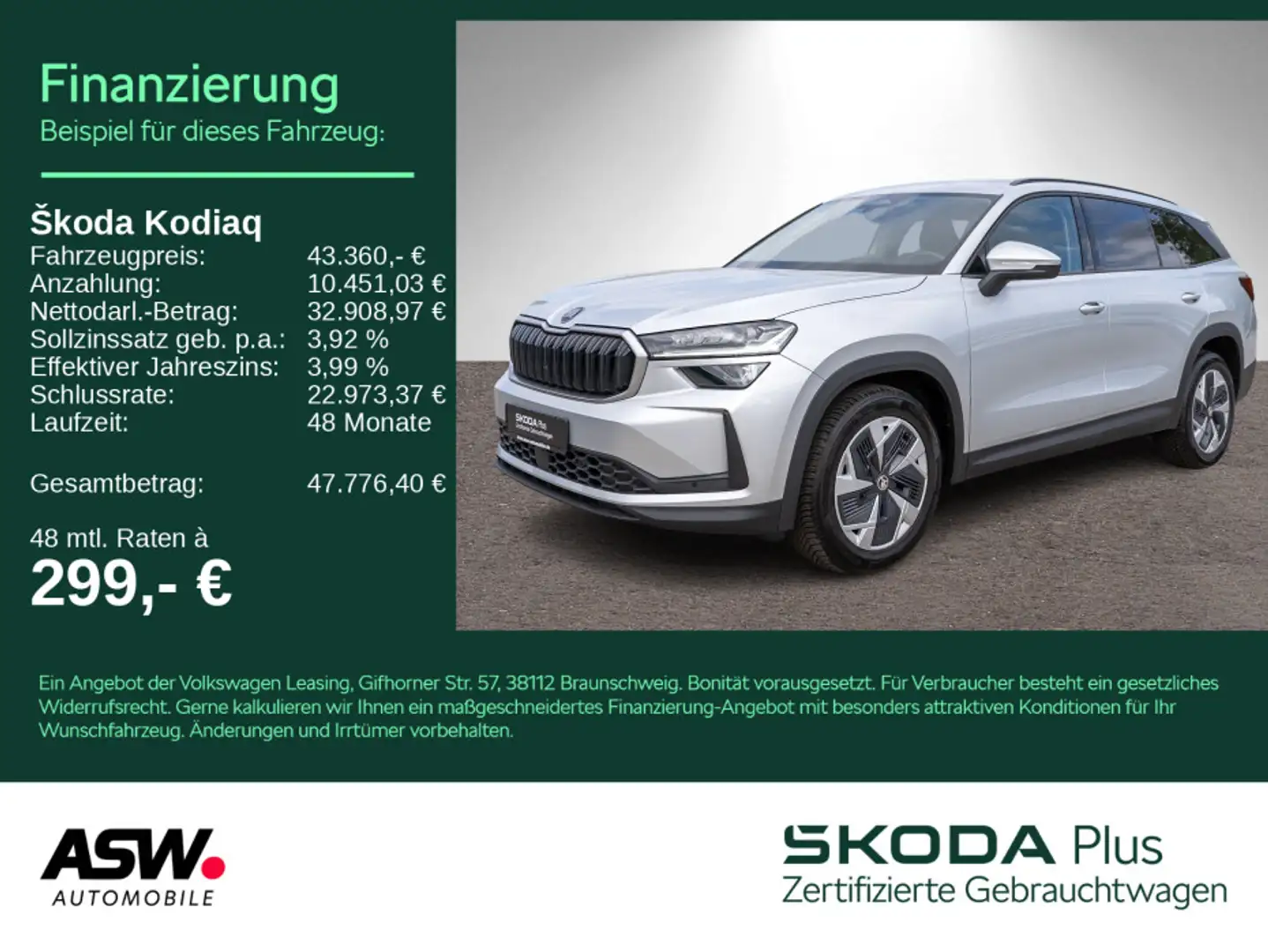 Skoda Kodiaq Selection 4x4 2.0TDI LED Navi RFK ACC AHK Silber - 1
