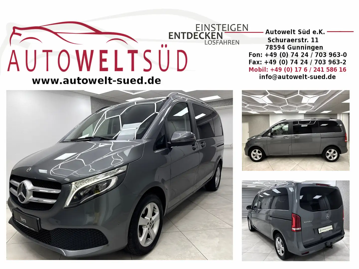 Mercedes-Benz V 250 d Edition StHz AHK DTR 2xSpur MBUX ILS Rcam Gris - 1